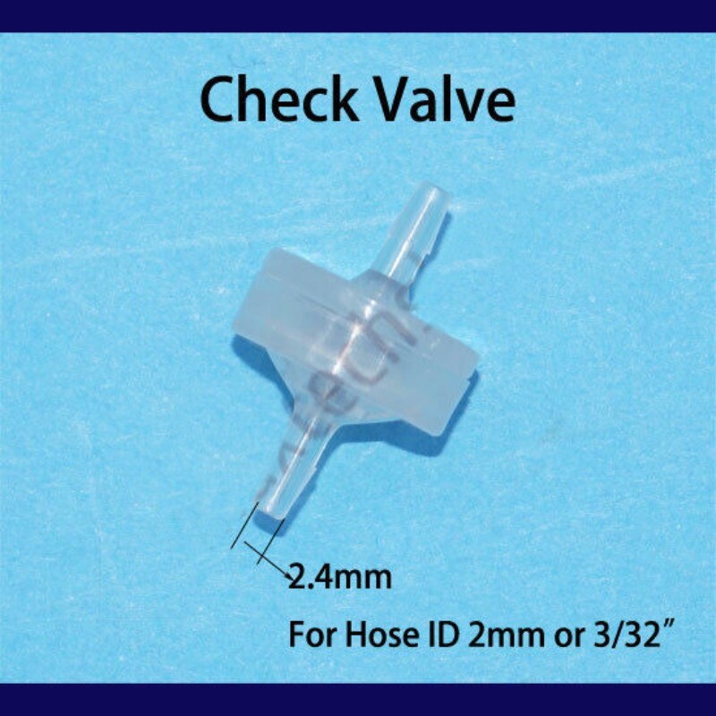 Plastic Check Valve 3/32" inch in 2mm Hose Barb Inline Flow Diapharm Connector