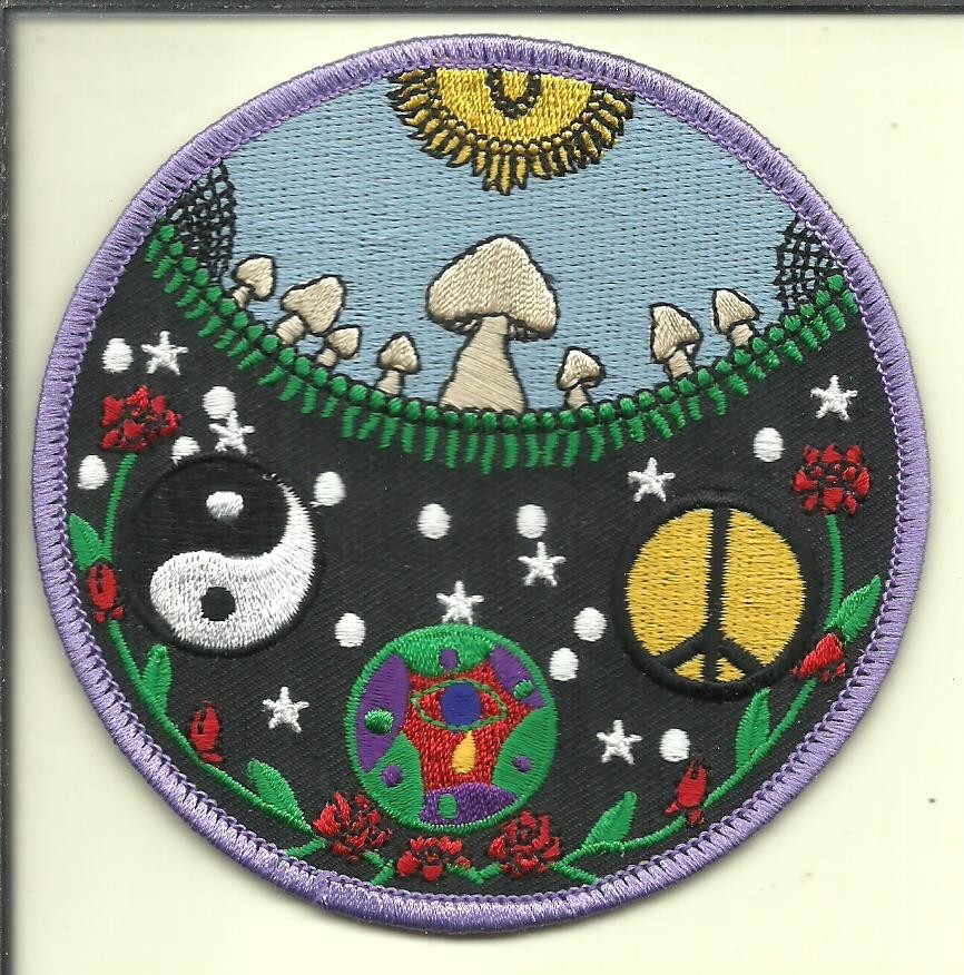 Yin Yang Mushroom Universe Rose Peace Sign Patch
