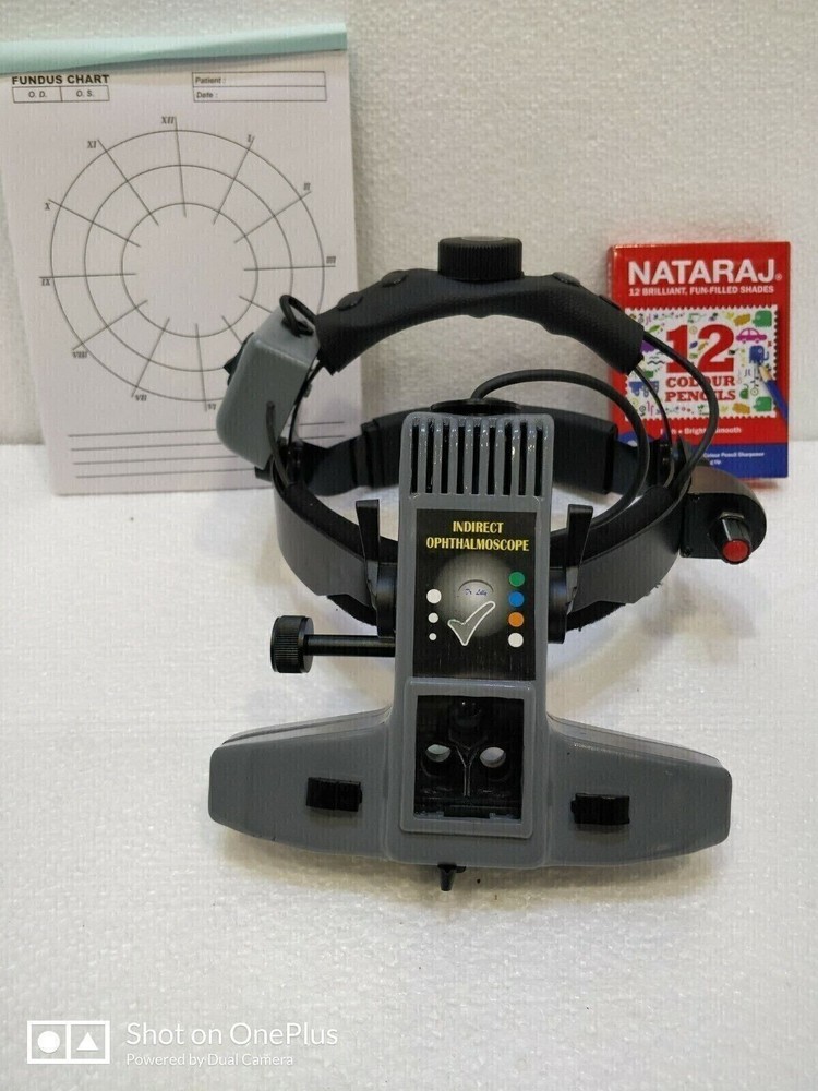 Binocular indirect ophthalmoscope with accessories