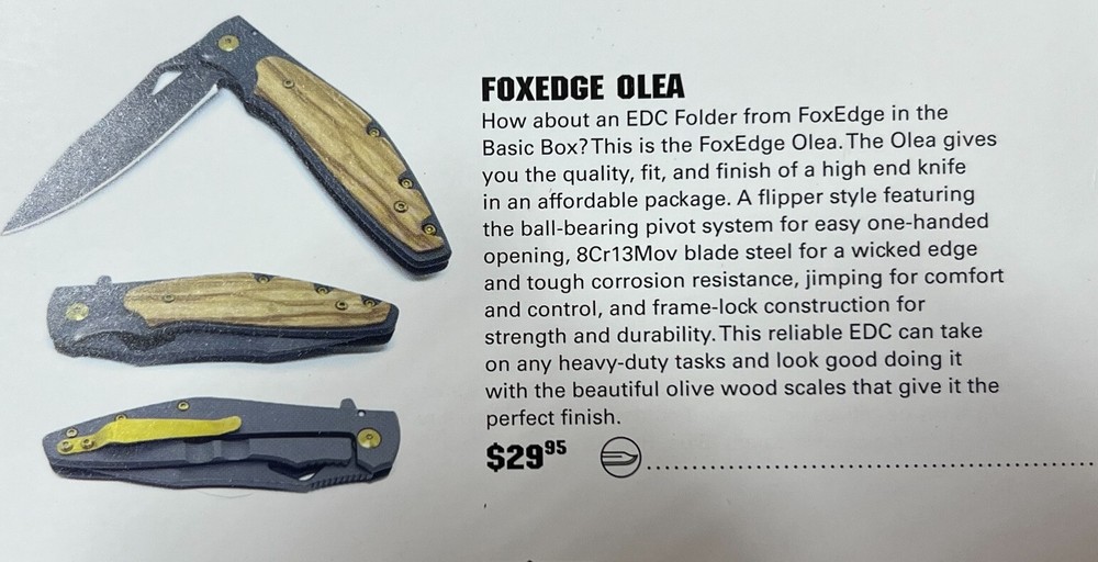 FoxEdge Olea Folding Knife EDC Fox Americas