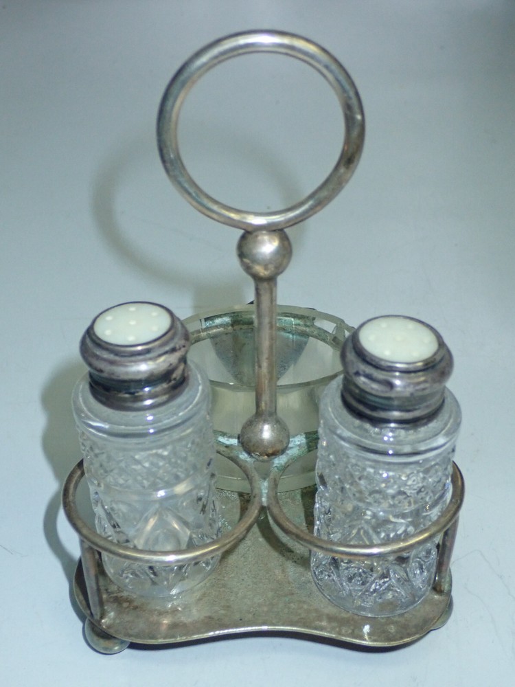 Cut Glass - Antique Silver Salt & Pepper Serving set
