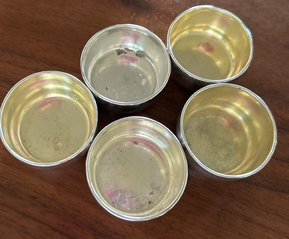 5 Antique Gorham Sterling Silver #0645 Salt Cellars c1925 Good Condition monogr