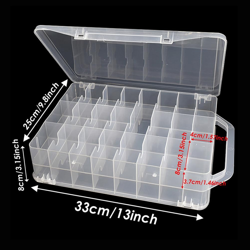 46 Grids Sewing Organizer, Double Sided Thread Box Storage, Portable Clear Plast