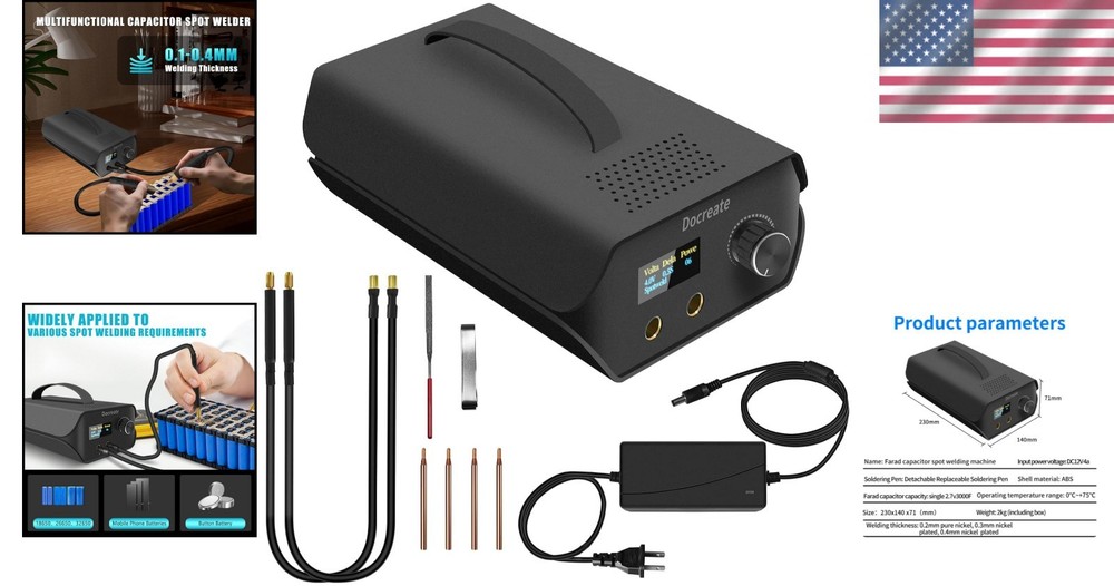 Lightweight 3000F Spot Welding Machine with LCD & Safety Features for Batteries