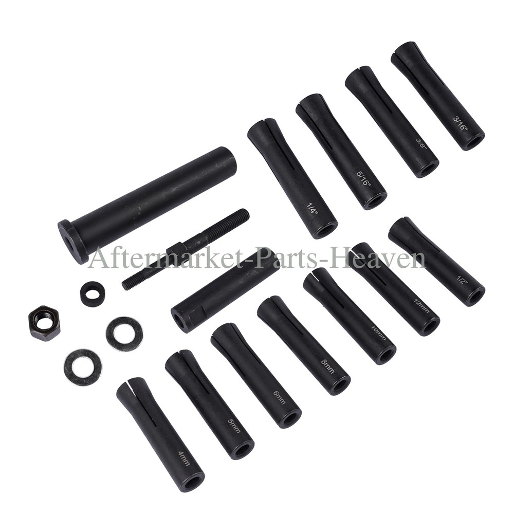 18pcs In-Line Dowel Pin Puller Master Set Includes Both SAE and Metric Collets