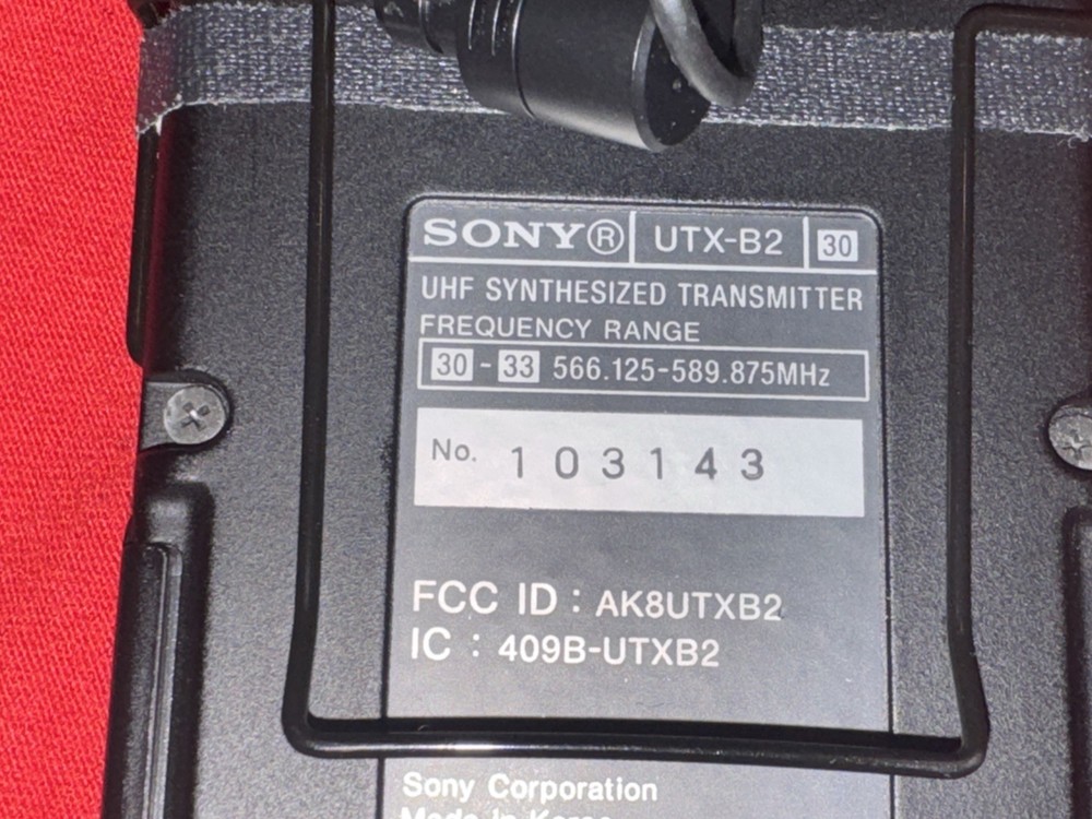 Sony UTX-B2 Synthesized Transmitter w/ Lapel Mic