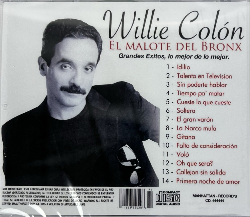 Willie Colon, El Malote Del Bronx, 14 Grandes Exitos. CD-R