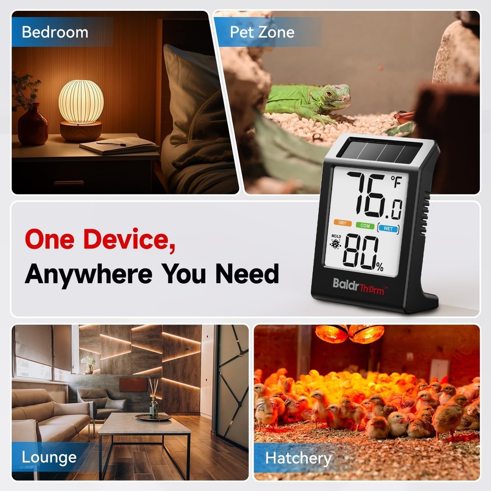 Effortless Climate Control: Solar-Powered Indoor Humidity Meter with