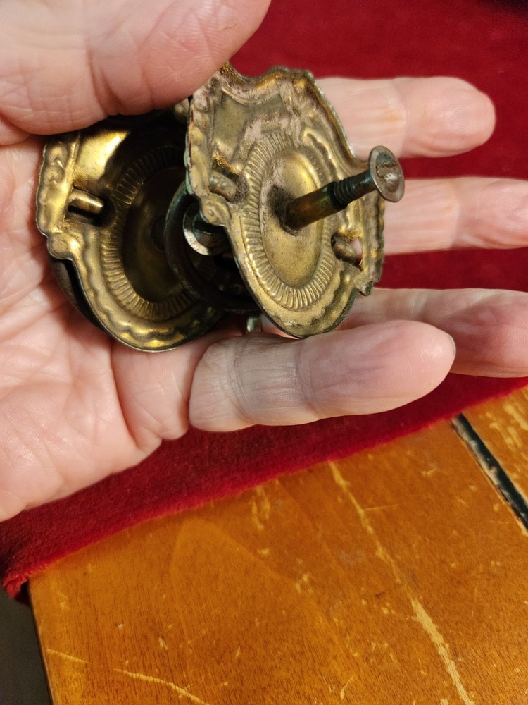 Ornate Brass Victorian Antique Drawer Pulls, Cabinet Knobs One Screw