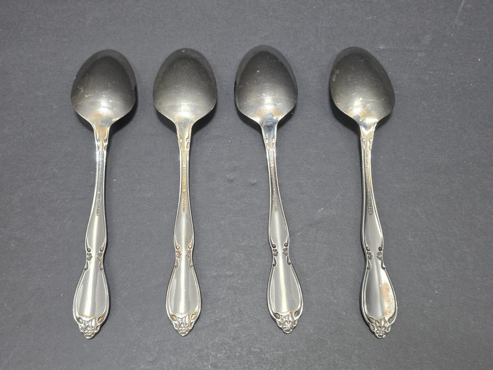 Oneida Chatelaine Set of 4 Tea spoons 6" Community Stainless Flatware
