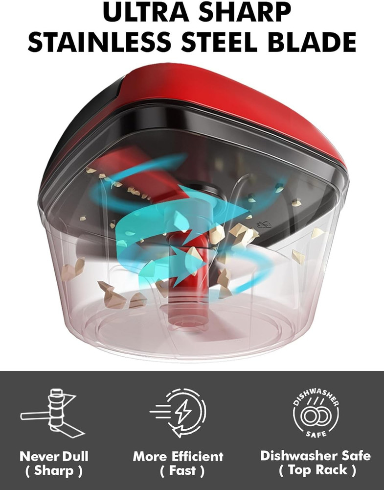 Manual Food Processor Pull String Vegetable Chopper Slicer Onion Garlic Meat