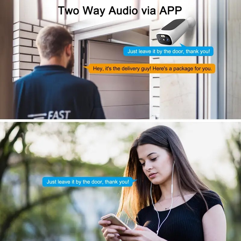 2PACK Solar Battery Powered Wifi Security Camera WIFI 2K Solar Battery Powered