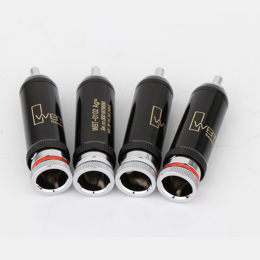 4Pcs Brass Rhodium WBT-0102 RCA Plug Connector Audio Cable Terminal Socket