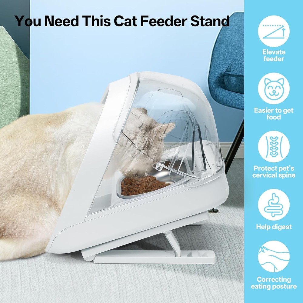 Adjustable Stand for Micro Chip Automatic Pet Feeder and Connect, White
