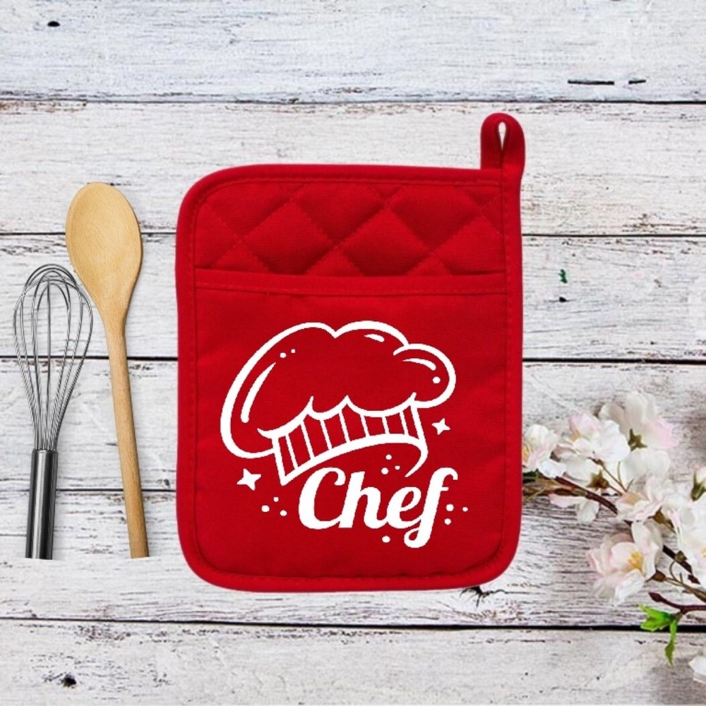 Chef Hat - Pot Holder - Hot Pad - Polyester & Neoprene - 005