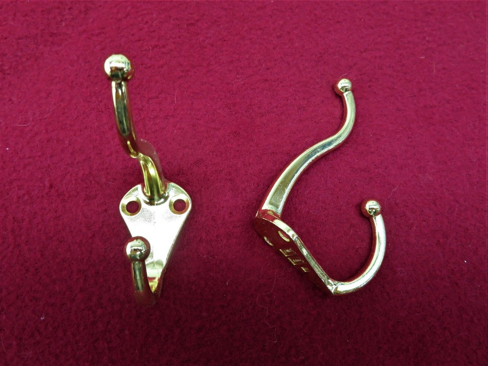 6 pc Stanley Coat & Hat Hook Bright Brass