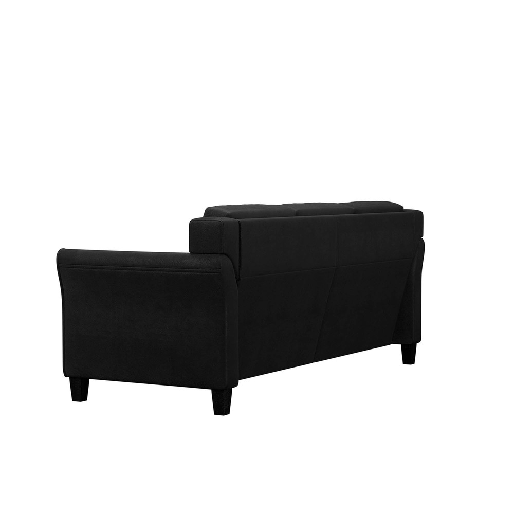 Taryn Curved Arms Sofa, Black Fabric
