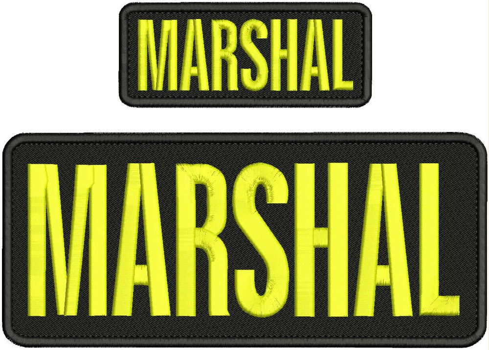 MARSHAL EMBROIDERY PATCH 4X10 AND 2X5 HOOK ON BACK BLACKYELLOW