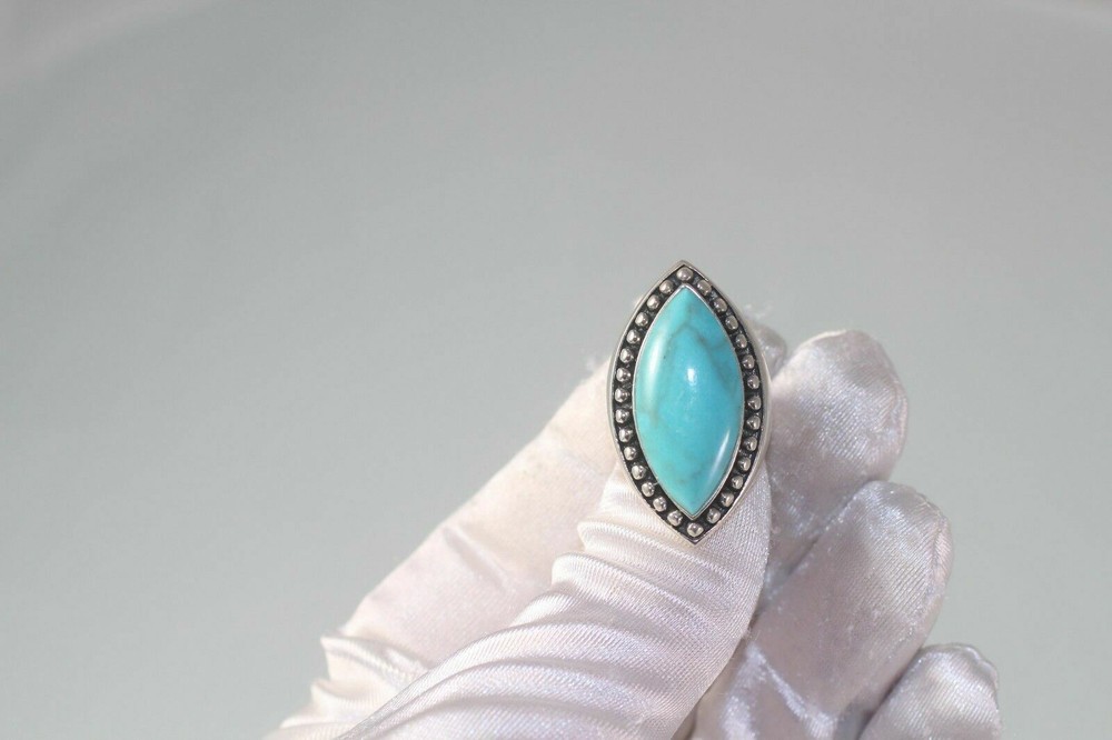 Statement 925 turquoise ring size 6 dot caviar sf