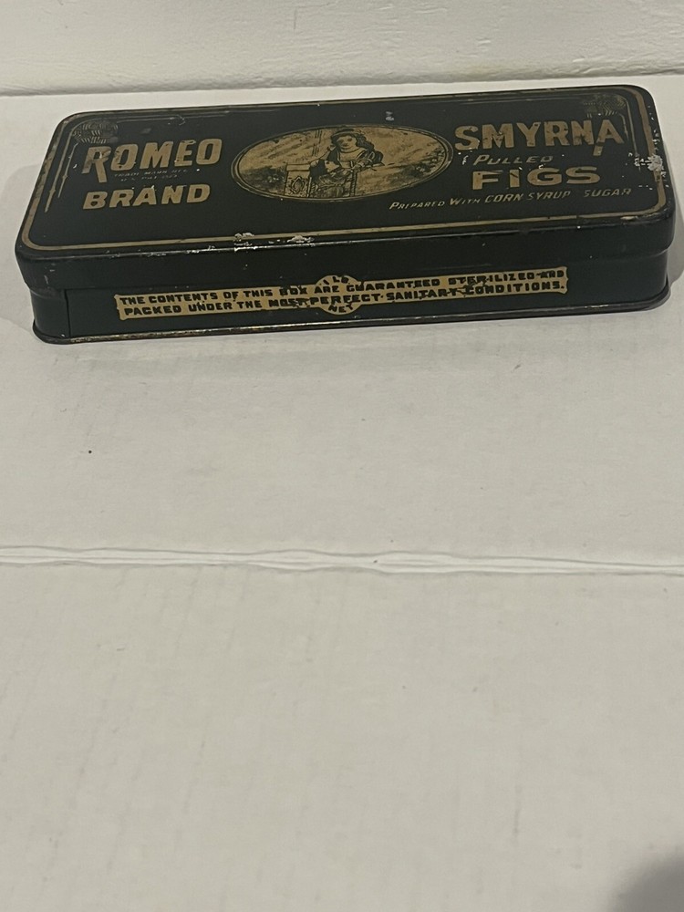 Romeo Brand Smyrna Pulled Fig Tin Vintage Advertising