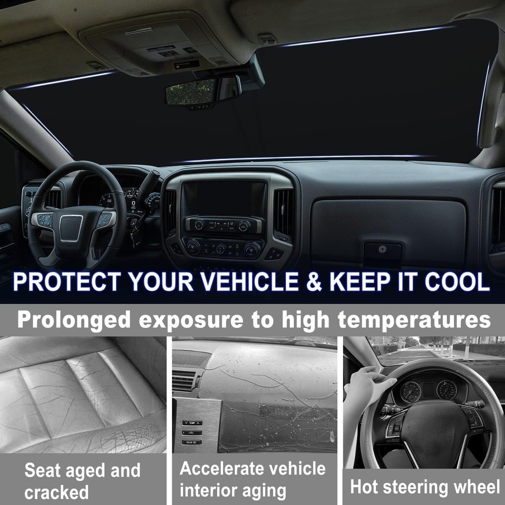 Windshield Sun Shade Foldable for 2014-2018 Chevy Silverado/GMC Sierra 1500 2...