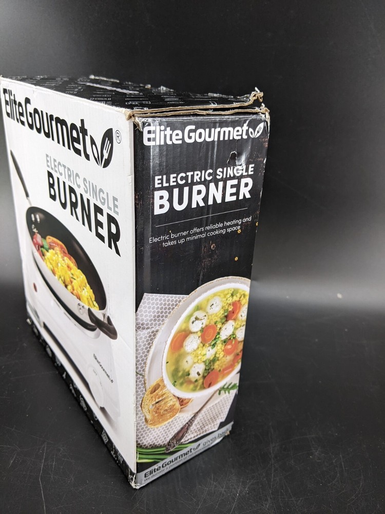 EliteGourmet Electric Single Burner Adjustable Temperature ESB-301F - White