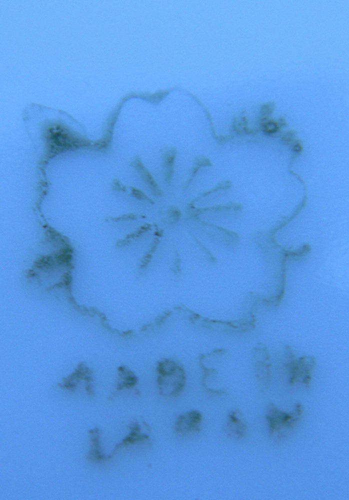 Marked Hand Painted Flower Shaped Candy Dish with Finger Loop Handle 6"