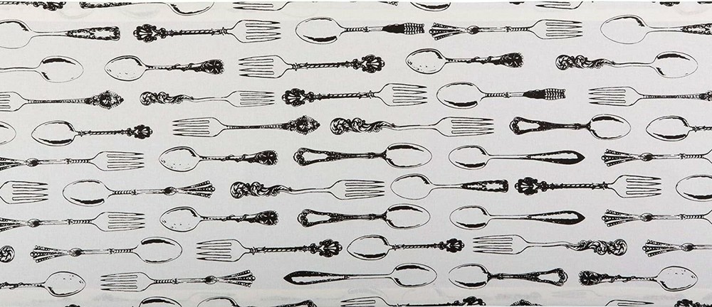 1 Fabric Outdoor Printed Table Runner(14"x72") VINTAGE FLATWARE, SILVERWARE,DII