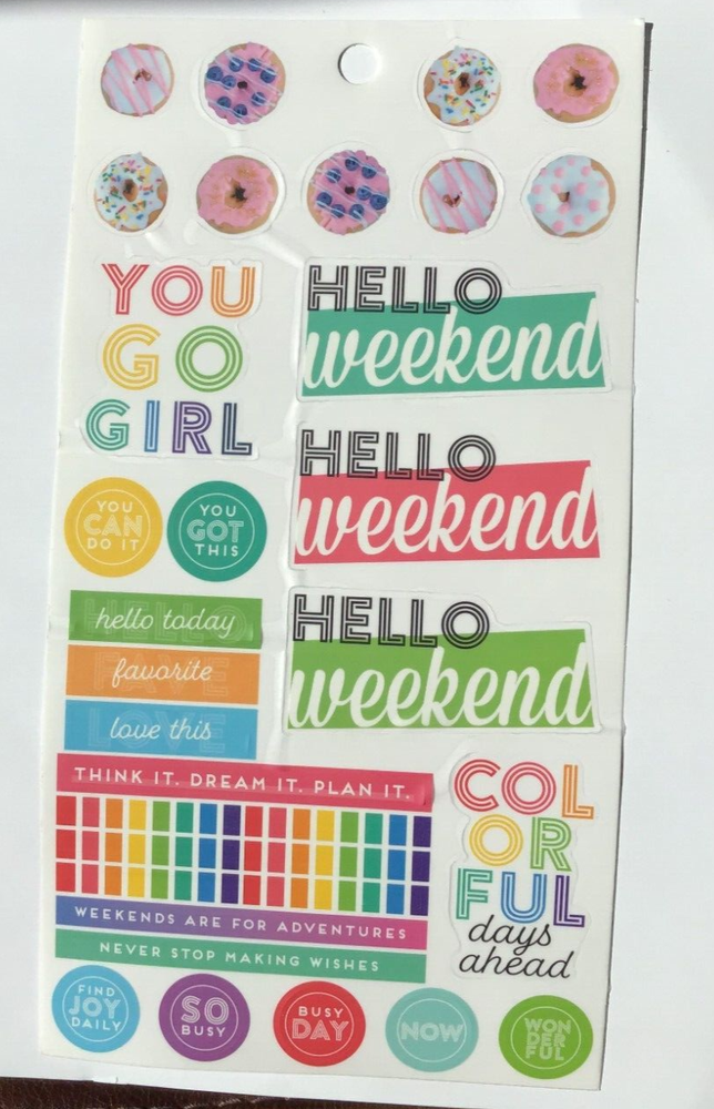 STUDENT ORGANIZER PLANNER STICKERS HELLO WEEKEND DONUTS *