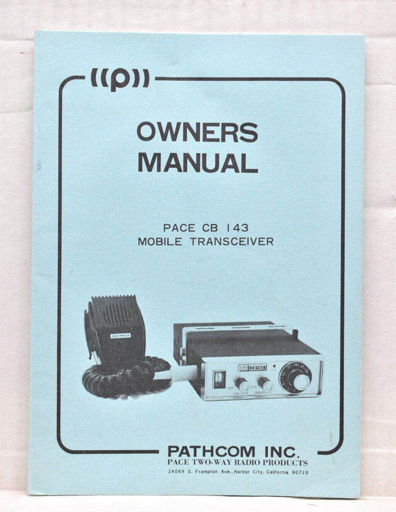 Pathcom Mobile Transceiver CB 143 Owner's Manual / Operating Instructions