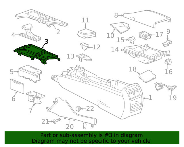 Genuine GM Jet Black Front Floor Console Applique 84094182