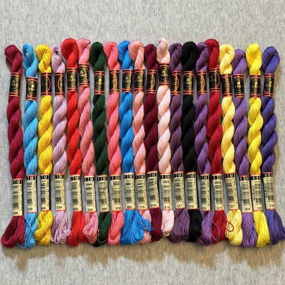 20 DMC Coton Perle Size 5 Thread 100% Cotton Assorted Colors No Repeats