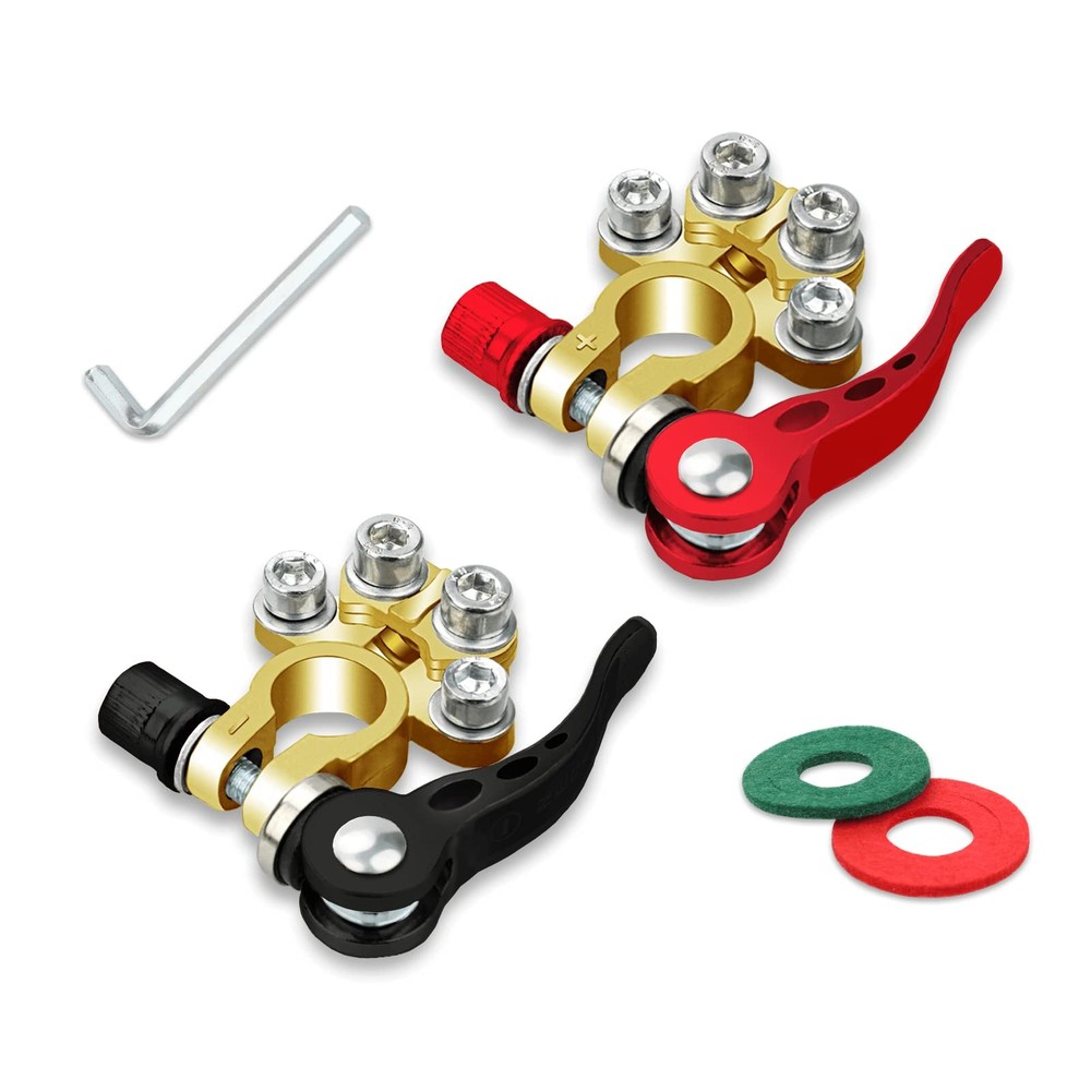 2PCS Battery Terminal Connectors, 4 Way Quick Release Disconnect Copper