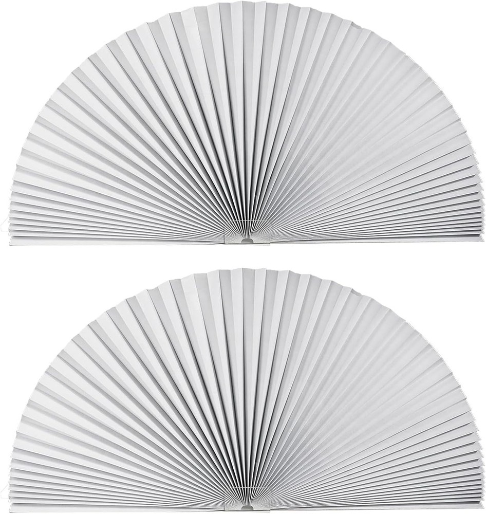 Arch Window Light Fully Blocking Pleated Shade Blinds 72” x 36”, Silver/White
