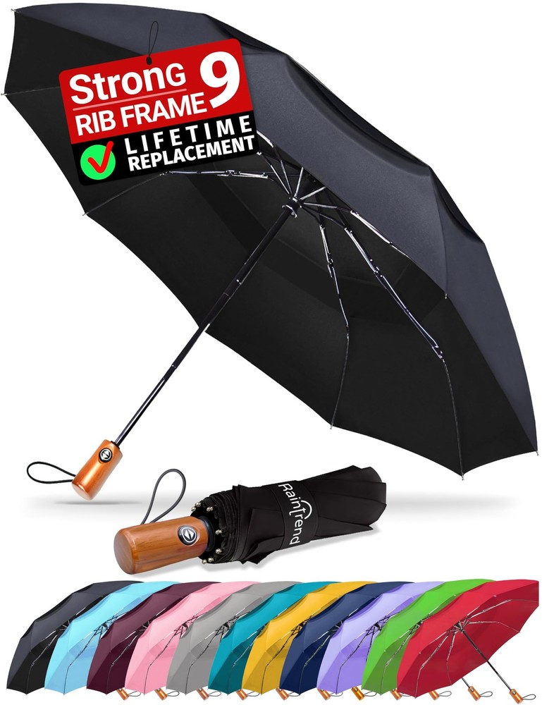 Premium Umbrellas for Rain Windproof Travel Automatic Open Close Large Canopy...