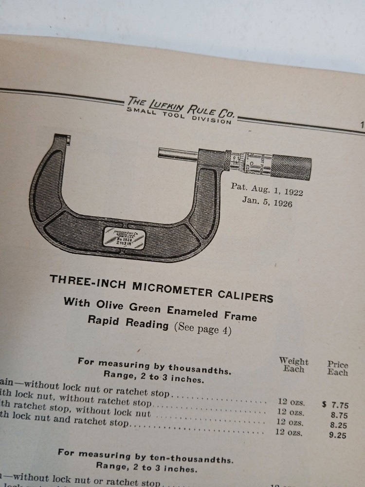 1920s Lufkin Precision Tools Catalog #6- Saginaw Michigan