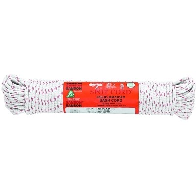 Interlocked Sash Cords, 525 lb Cap., 100 ft, Cotton, White Samson Rope