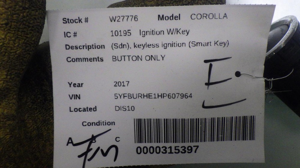 17 TOYOTA COROLLA ENGINE START STOP BUTTON SWITCH