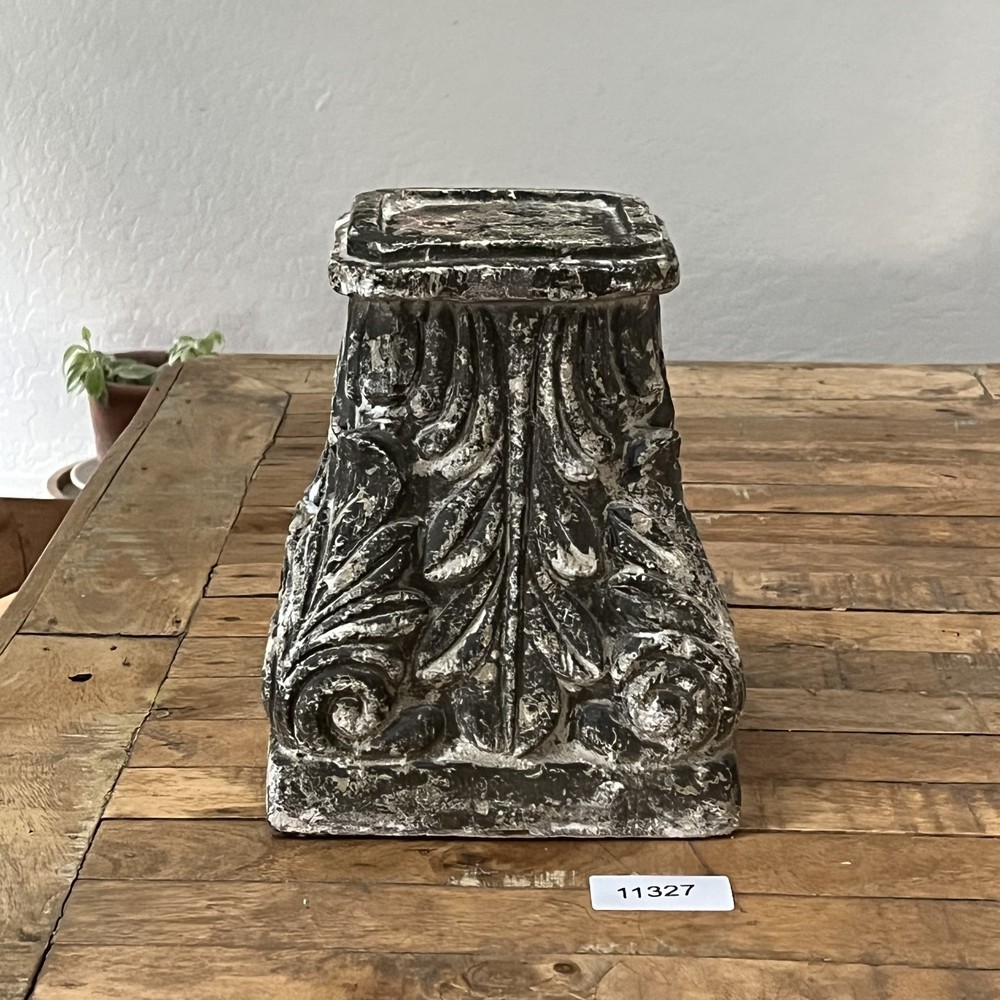 Vintage Corinthian Style Column Pedestal Base 9" Scroll Design