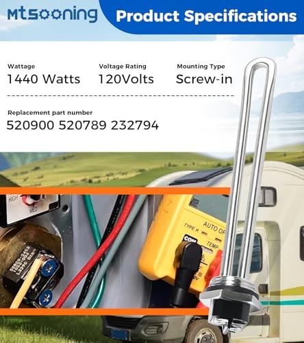 520900 RV Electric Hot Water Heater Element with Wrench Socket Replacement