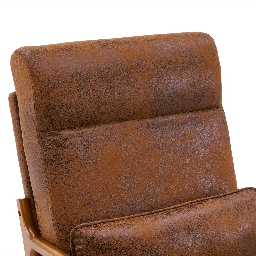 High Back Solid Wood Armrest Backrest Iron Frame Bronzing Cloth Leisure Chair