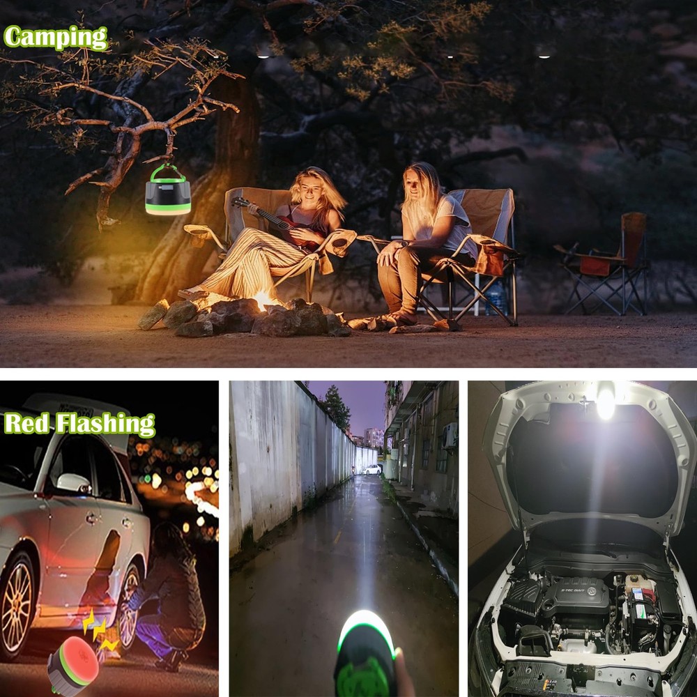 LIT-PaTH LED Camping Lantern, Rechargeable Light with 1-Pack, Large-green
