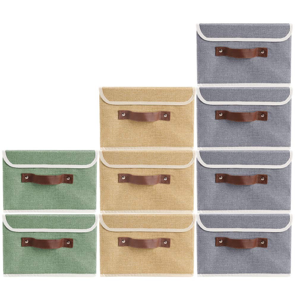 Storage Bins Boxes with Lids 2 Pack Decorative Storage Boxes Collapsible Fabr...