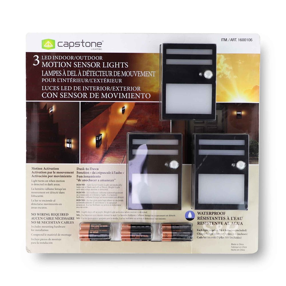 New Capstone Lighting Motion Sensor LED Light Outdoor/Indoor Waterproof 3 pack