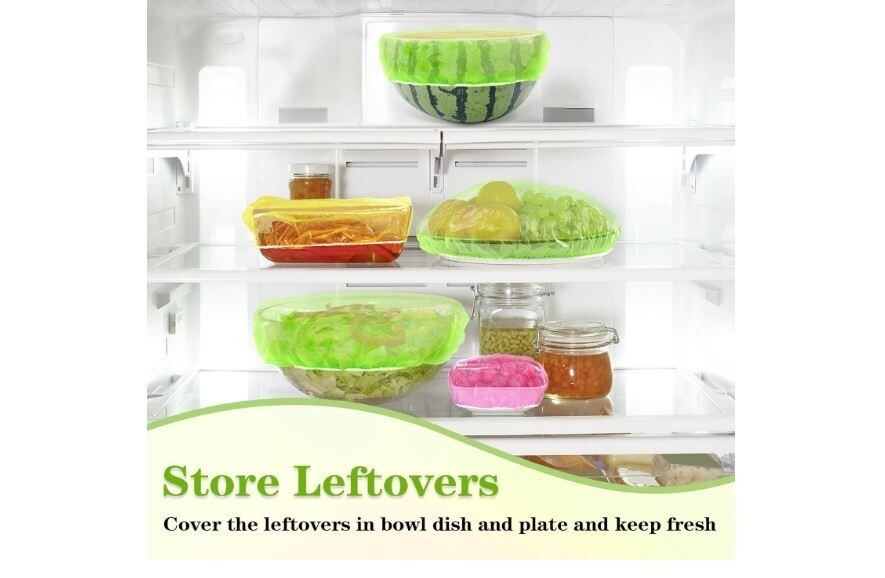 60 Pcs Elastic Food Bowl Covers Reusable Stretch Plastic Wrap Dish Plate Covers