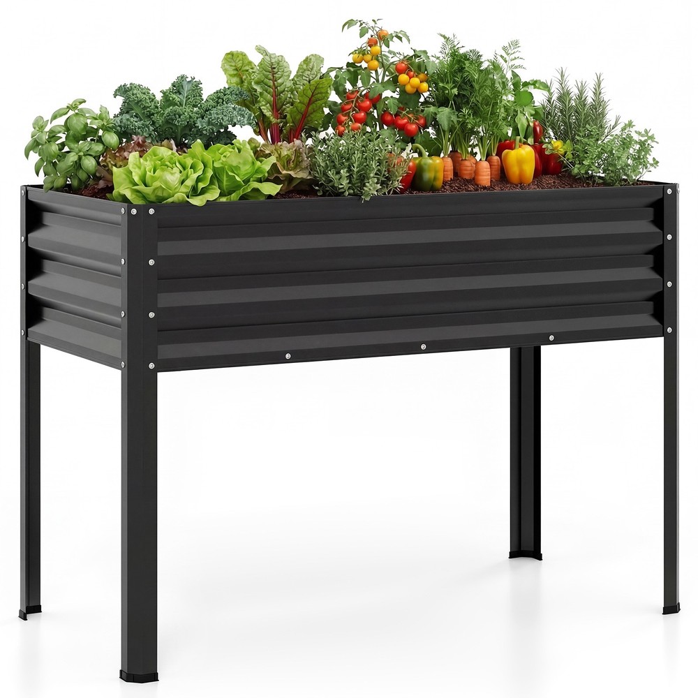 Raised Garden Bed with Legs, Electro-Coating Metal Large Elevated Planter Box
