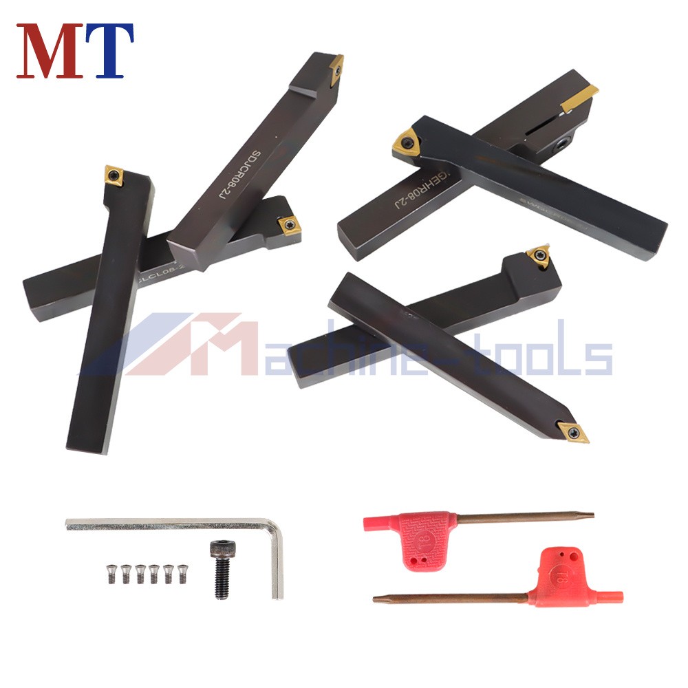 1/2"7x Carbide Indexable Turning Tool Lathe Tool Bit Thread Insert+Holder Kit