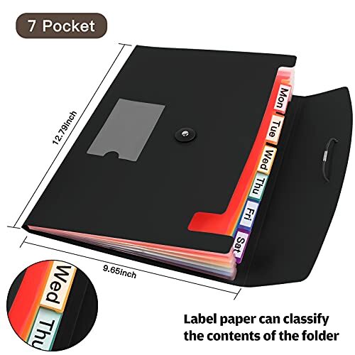 4 Pack 7-Pocket Expanding File, Plastic Expandable File Folder 4Pack-7Pocket