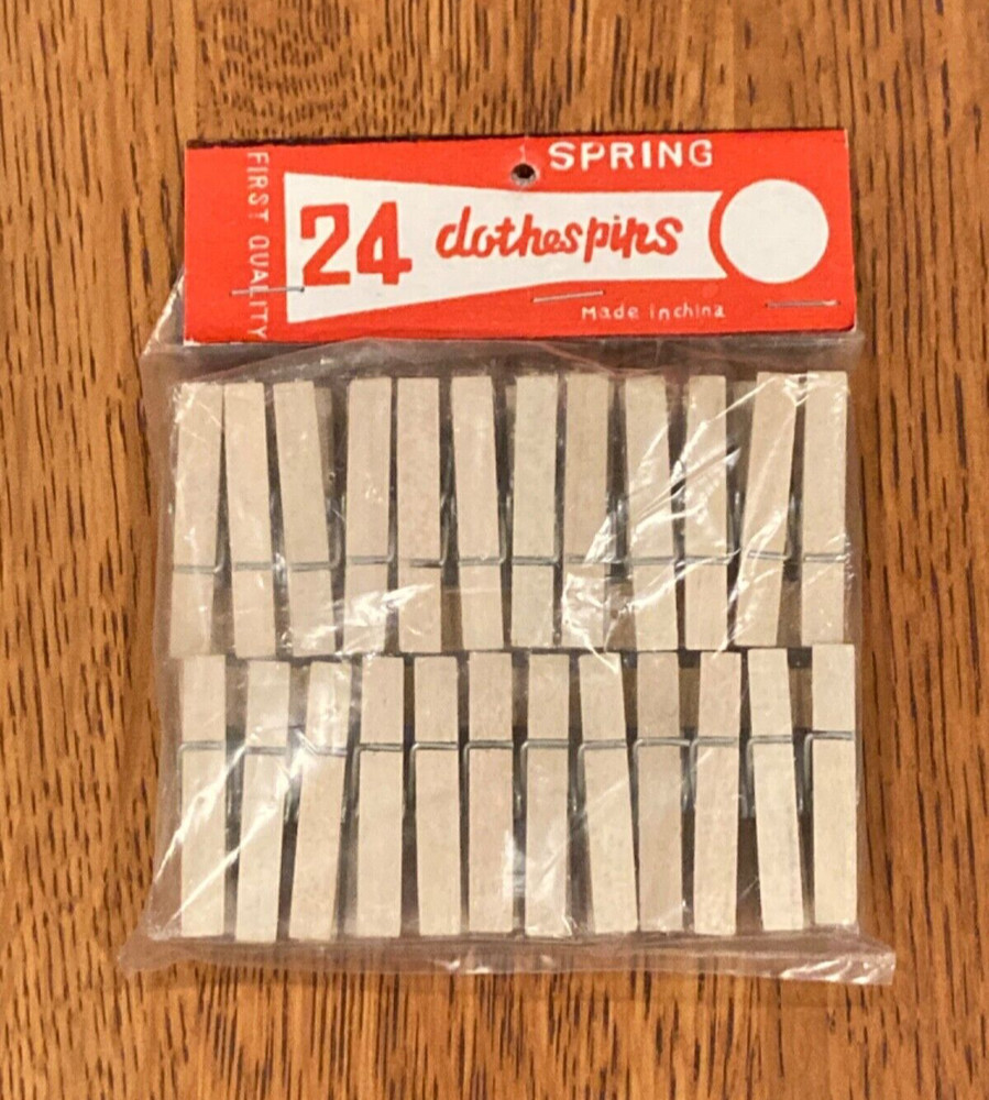 Vintage Mini Spring Wood Clothespins (24 pcs) First Quality