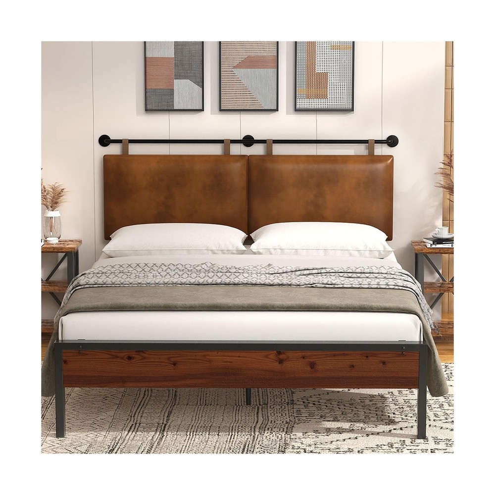 Wall Mount Headboard, King Headboard Size, PU Leather Head Board Only Brown H...